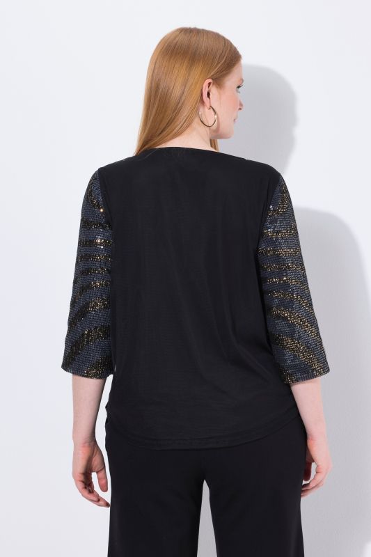 Блуза с мрежа и пайети