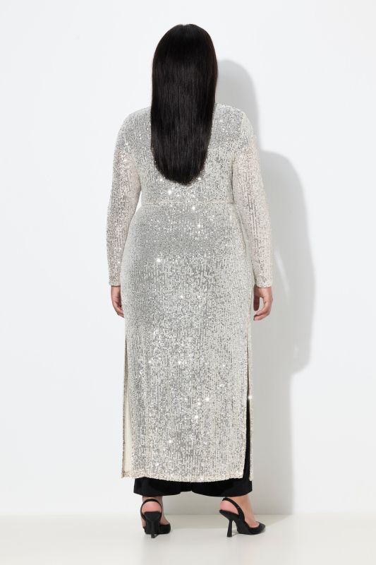 Жилетка дълга с пайети