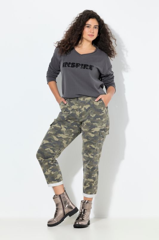 Панталон с камуфлажен принт тип Boyfriend