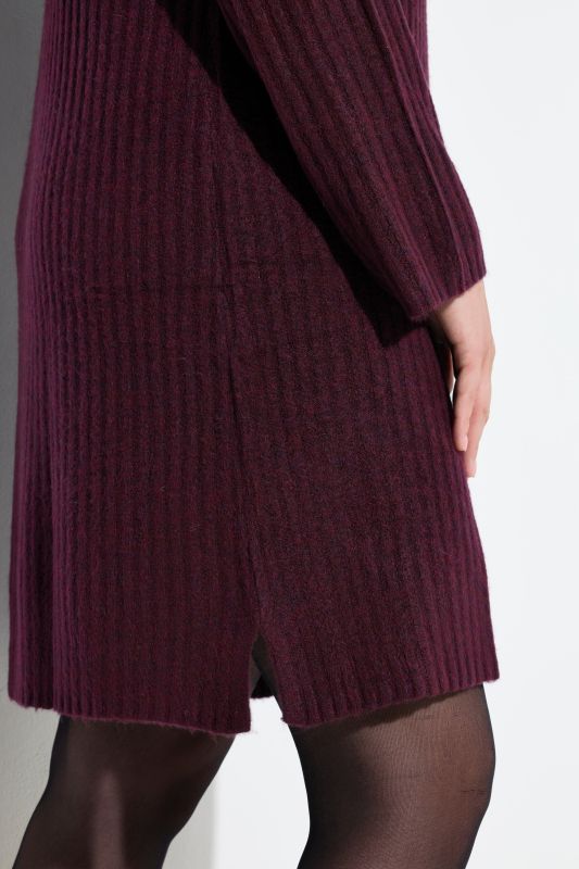 Ribbed Knit Long Sleeve Troyer Collar Dress