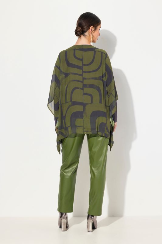 Блуза с геометричен принт и шифон