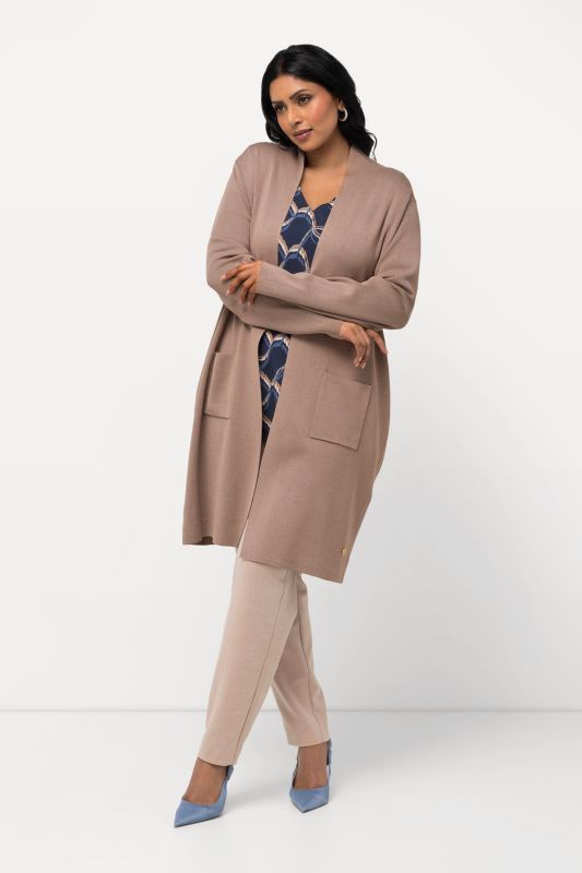 Long Pocket Open Front Cardigan Sweater