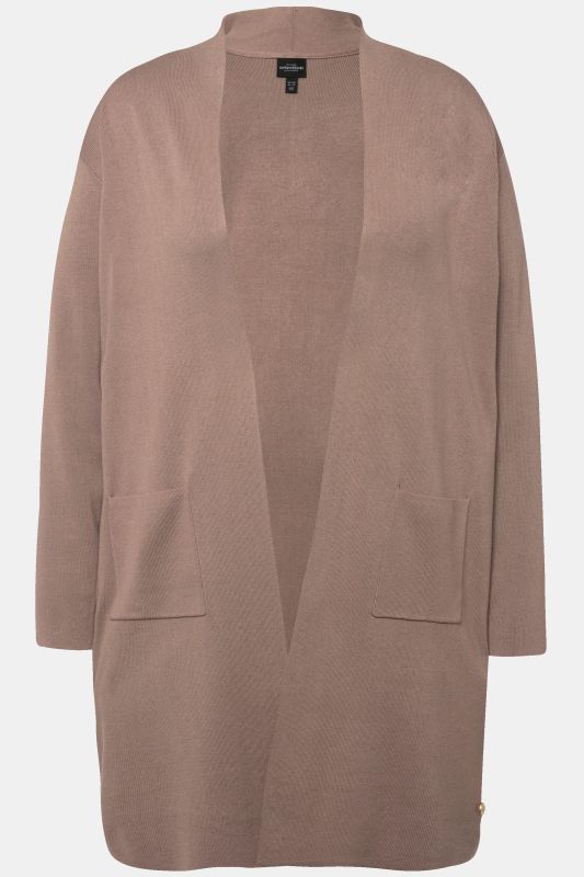 Long Pocket Open Front Cardigan Sweater