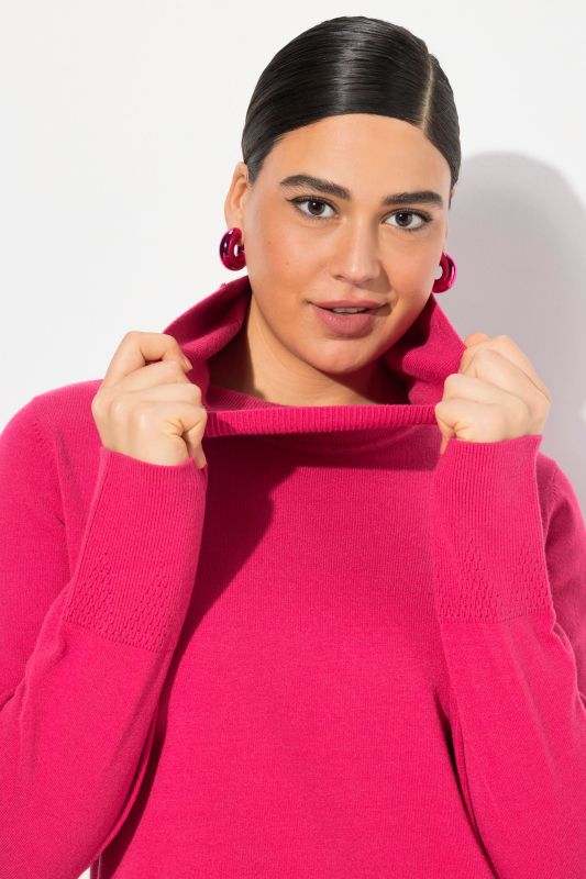 Turtleneck Ribbed Trim Long Sleeve Sweater