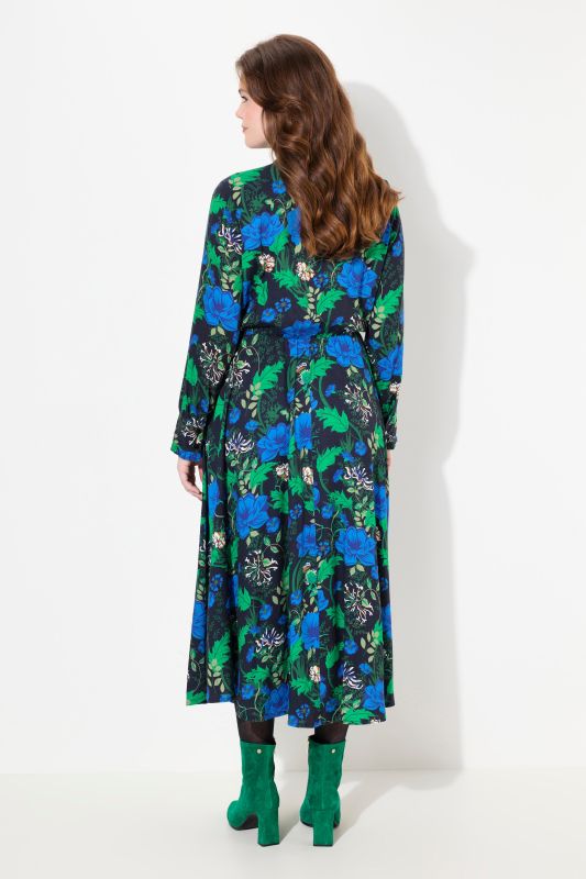 Floral Bow Tie Long Sleeve Maxi Dress