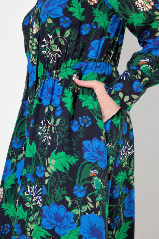 Floral Bow Tie Long Sleeve Maxi Dress