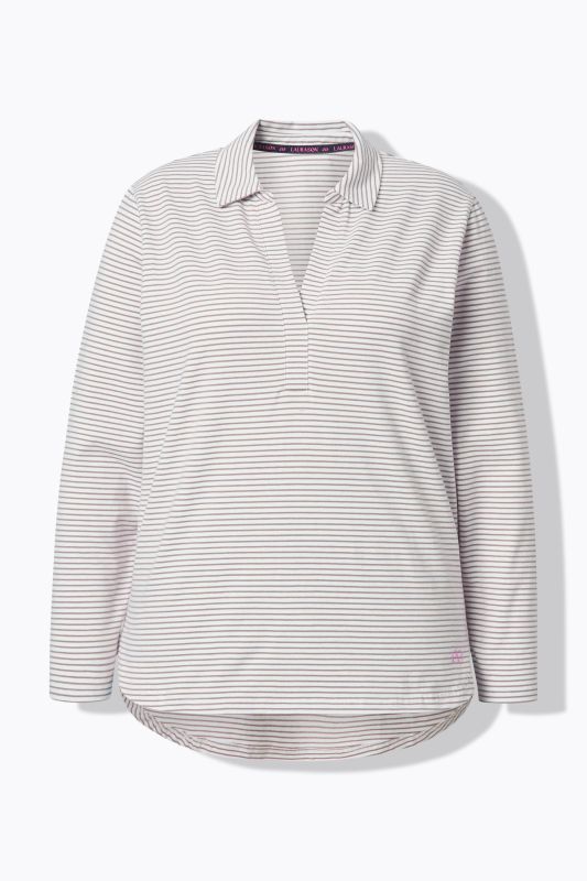 Блуза с райета и поло яка