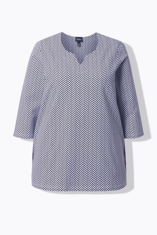 Тениска с принт на рибена кост