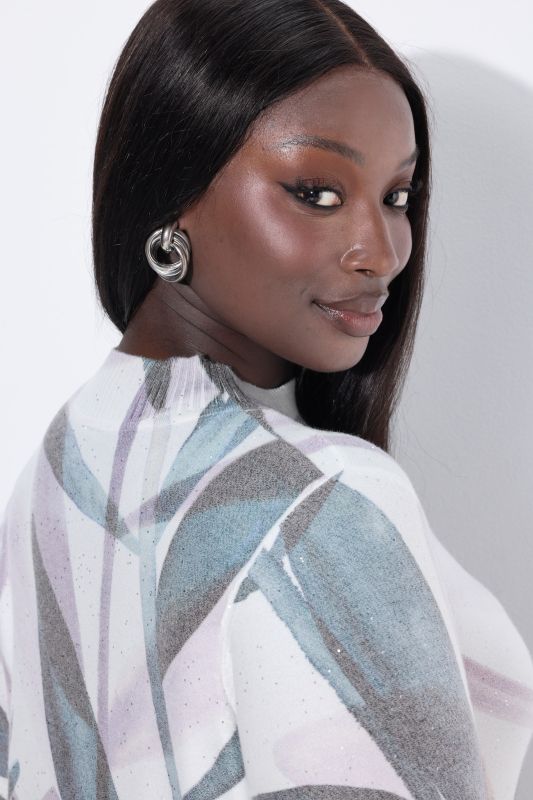 Пуловер с листов принт