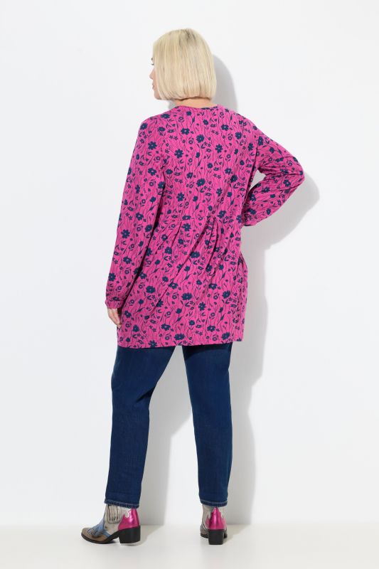 Тениска с флорален принт и плисета