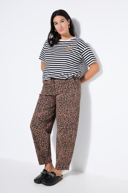 Дънки с широки крачоли и леопардов принт