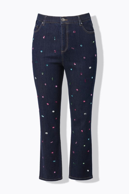 Дънки тип Mom с камъчета