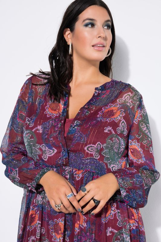 Рокля с шифон и пейзли принт