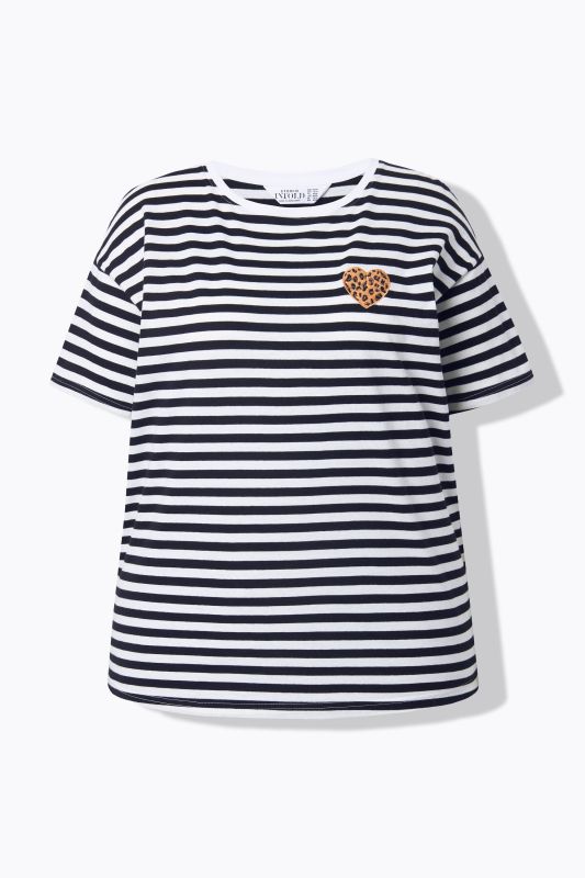 Тениска с райета и принт на сърце