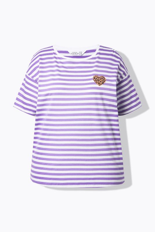 Тениска с райета и принт на сърце