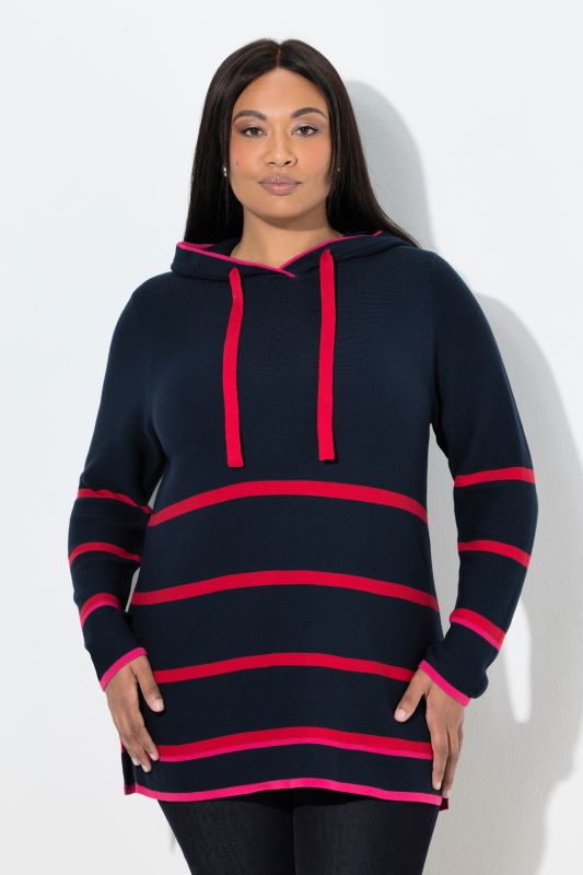 Striped Hooded Long Sleeve Sweater