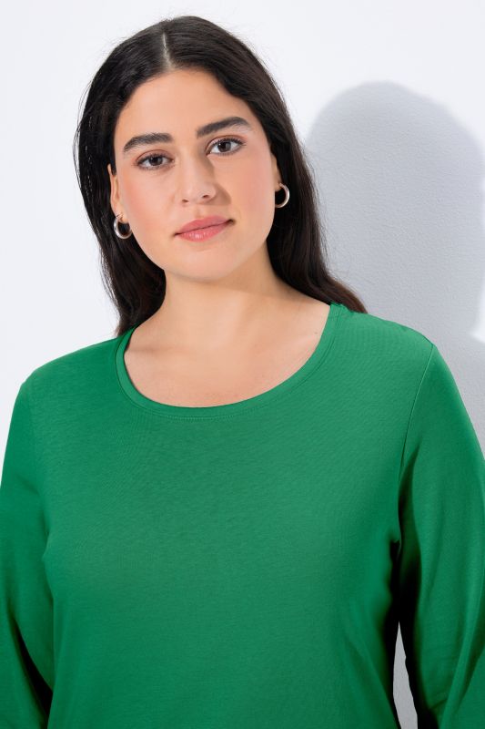 Basic Round Neck Long Sleeve Slim Fit Cotton Tee