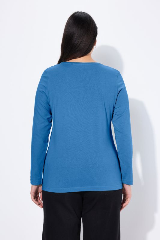 Basic Round Neck Long Sleeve Slim Fit Cotton Tee