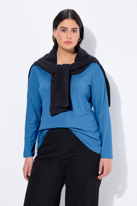 Basic Round Neck Long Sleeve Slim Fit Cotton Tee