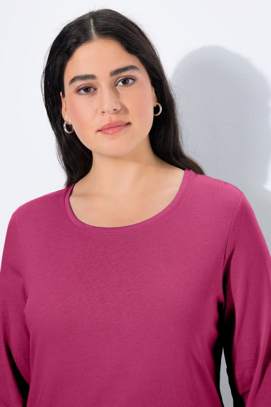 Basic Round Neck Long Sleeve Slim Fit Cotton Tee