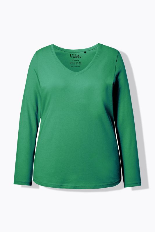 V-Neck Long Sleeves Slim Fit Cotton Knit Tee