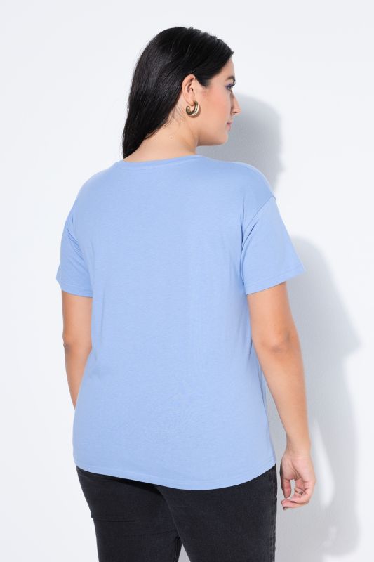 Round Neck Short Sleeve Relaxed Fit Cotton Tee