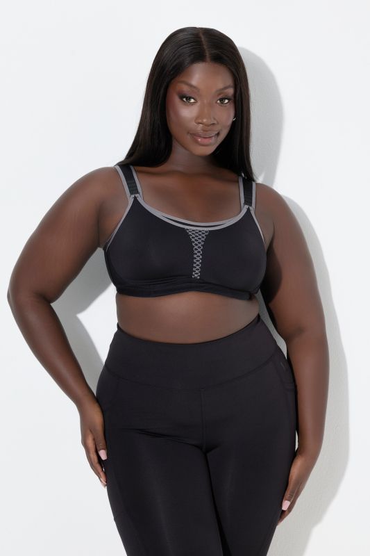 Mesh Inset Double Layer Adjustable Cup Wirefree Sports Bra