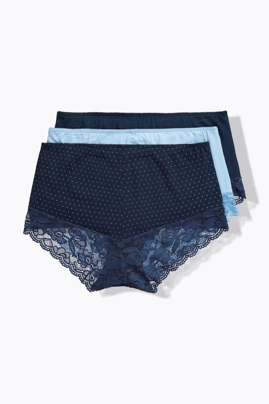 3 Pack Lace Panel Hipster Panties
