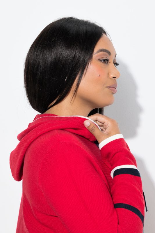 Striped Hooded Long Sleeve Sweater