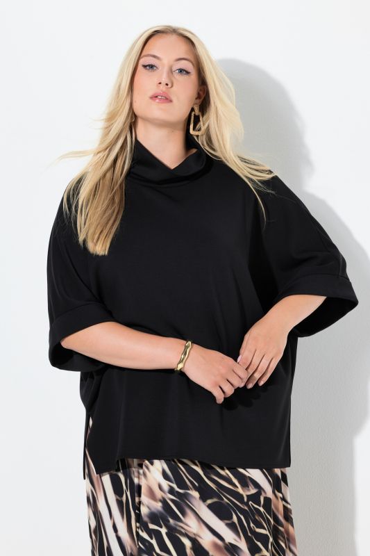Poncho Style Turtleneck Sweatshirt