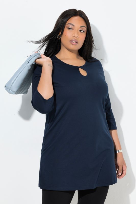Keyhole Cutout 3/4 Sleeve Knit Tunic