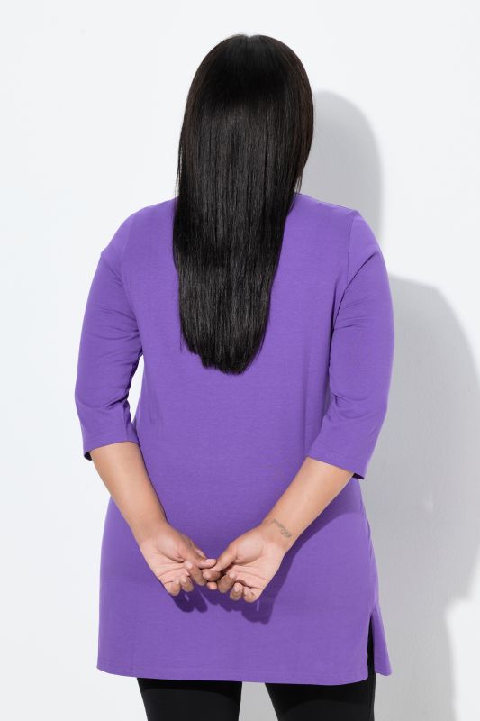 Keyhole Cutout 3/4 Sleeve Knit Tunic