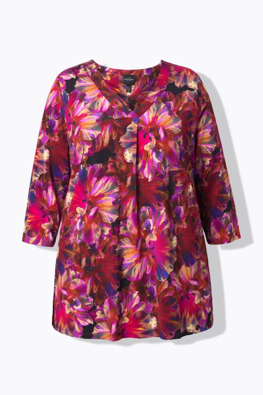 Блуза с принт на неонови цветя