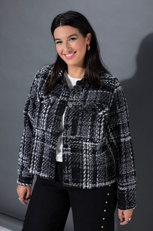 Яке от букле с кариран принт