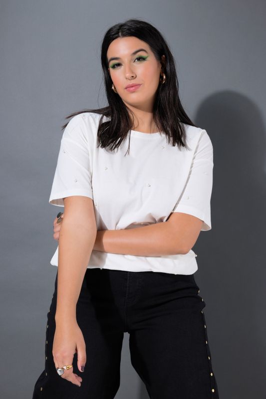 Тениска с декоративни перли