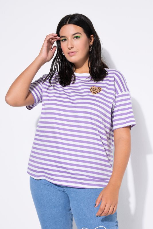 Тениска с райета и принт на сърце