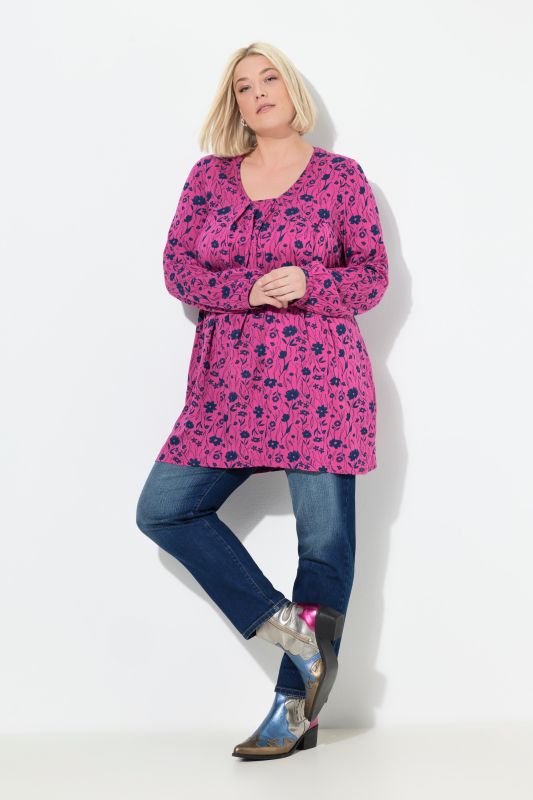 Тениска с флорален принт и плисета