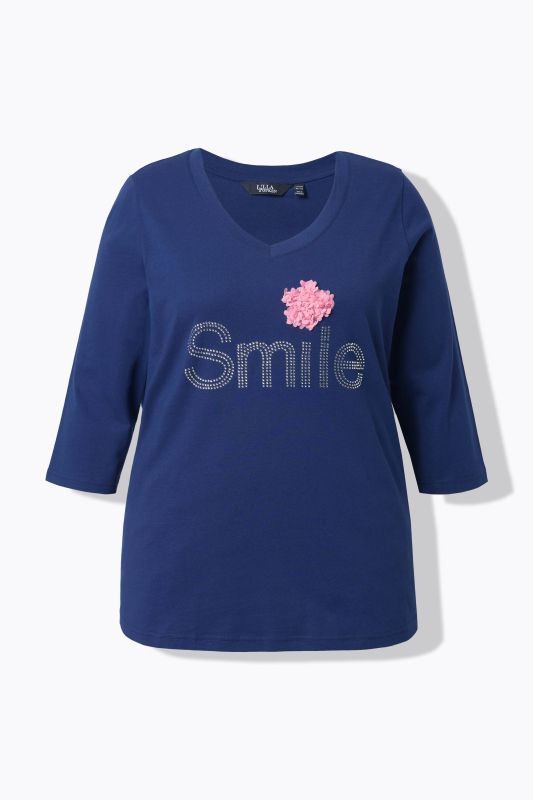 Тениска с надпис и бляскави камъчета