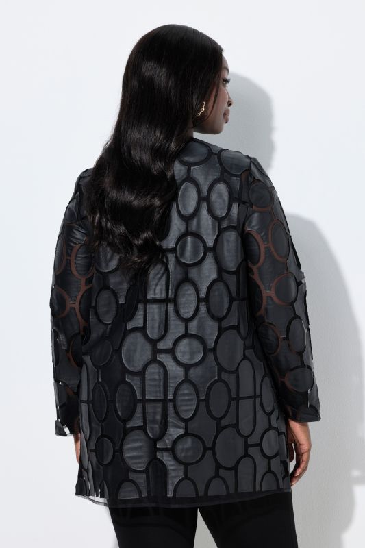 Сако от изкуствена кожа с мрежест акцент