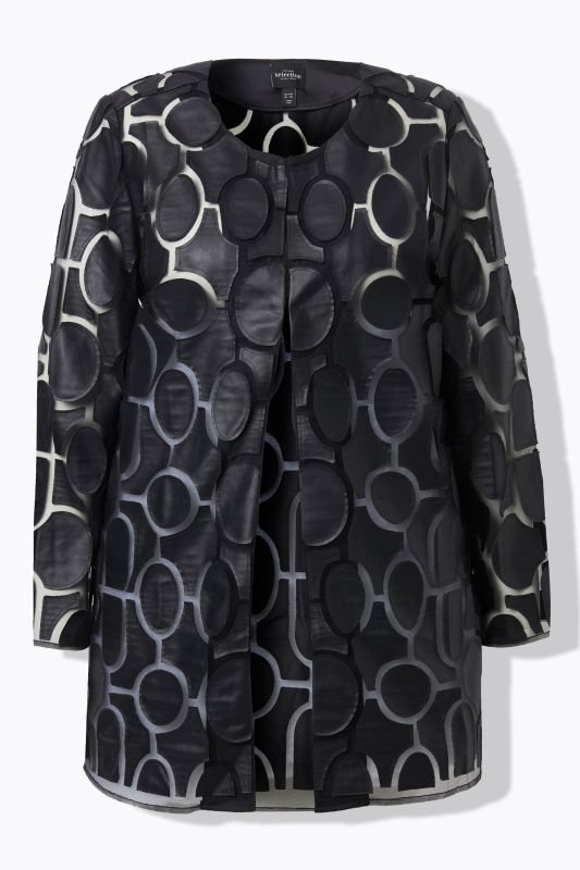 Сако от изкуствена кожа с мрежест акцент