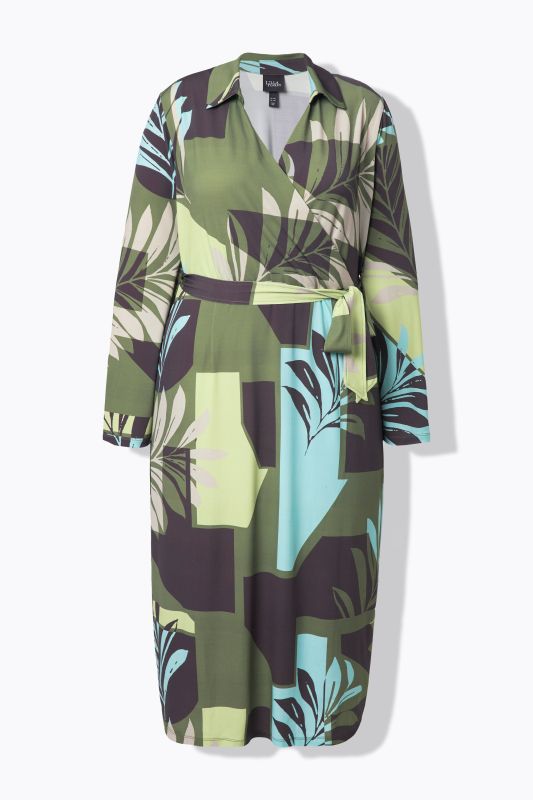 Рокля с геометричен листов принт