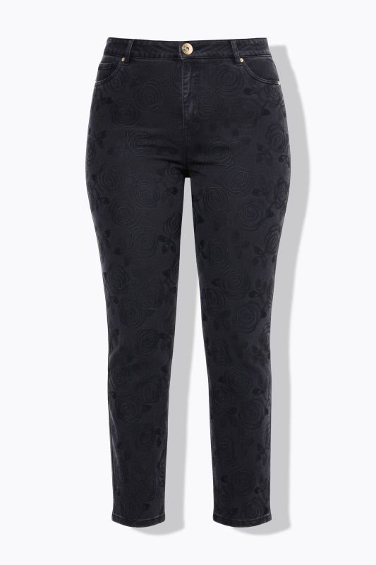 Дънки тип Mom с цветна бродерия