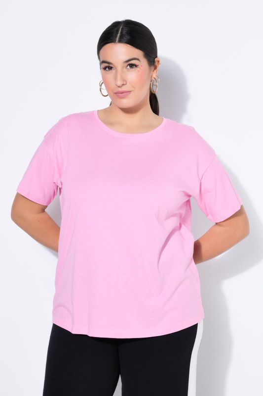 Round Neck Short Sleeve Relaxed Fit Cotton Tee
