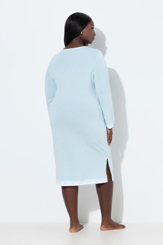 Lace Hem Contrast Trim Super Soft Knit Nightgown