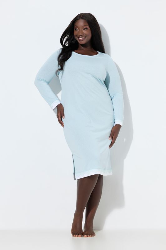 Lace Hem Contrast Trim Super Soft Knit Nightgown