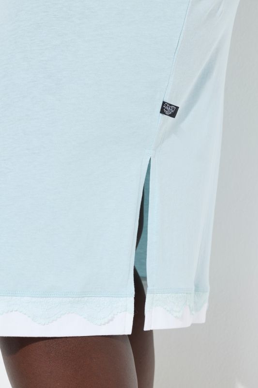 Lace Hem Contrast Trim Super Soft Knit Nightgown