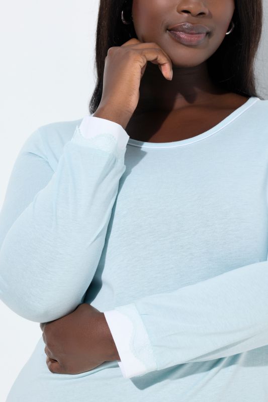 Lace Hem Contrast Trim Super Soft Knit Nightgown