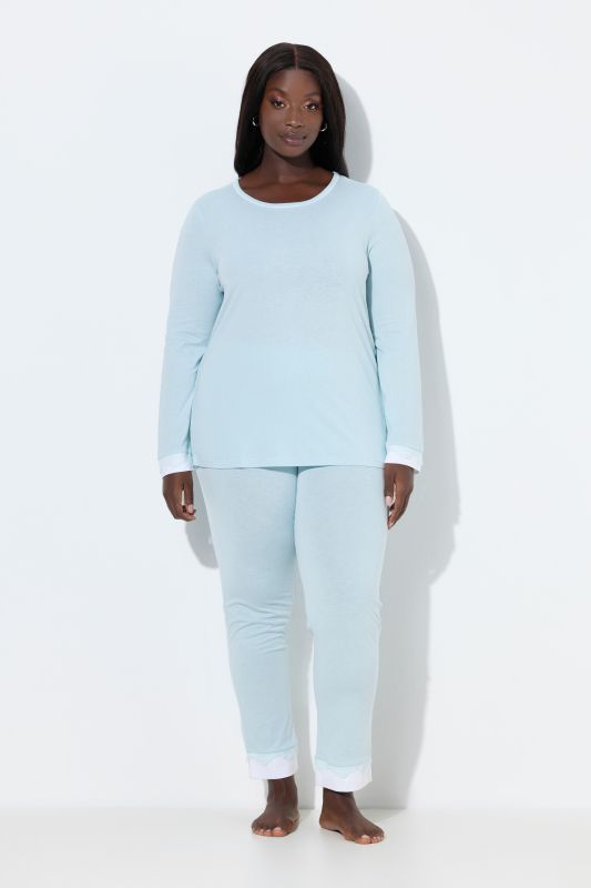 Lace Hem Super Soft Cotton Blend Knit Pajama Set