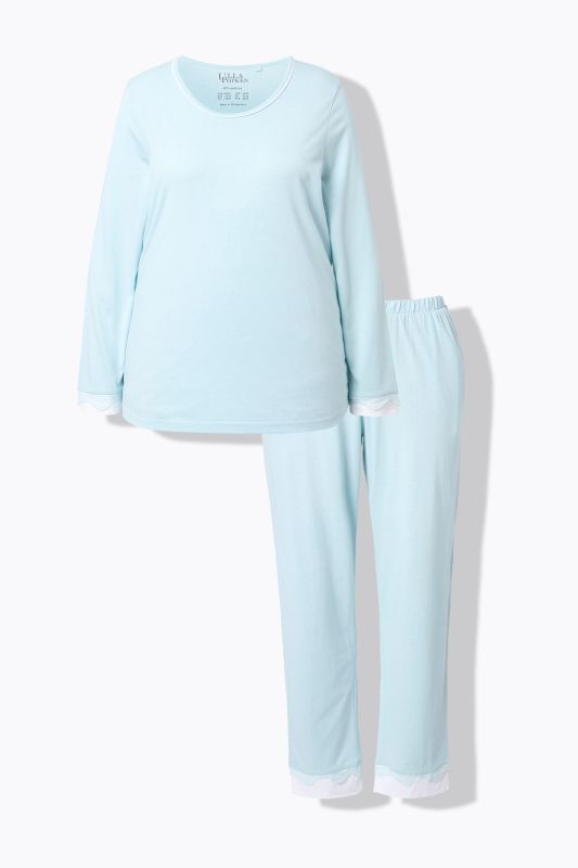 Lace Hem Super Soft Cotton Blend Knit Pajama Set