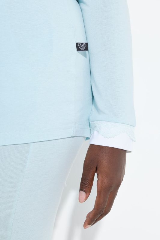 Lace Hem Super Soft Cotton Blend Knit Pajama Set